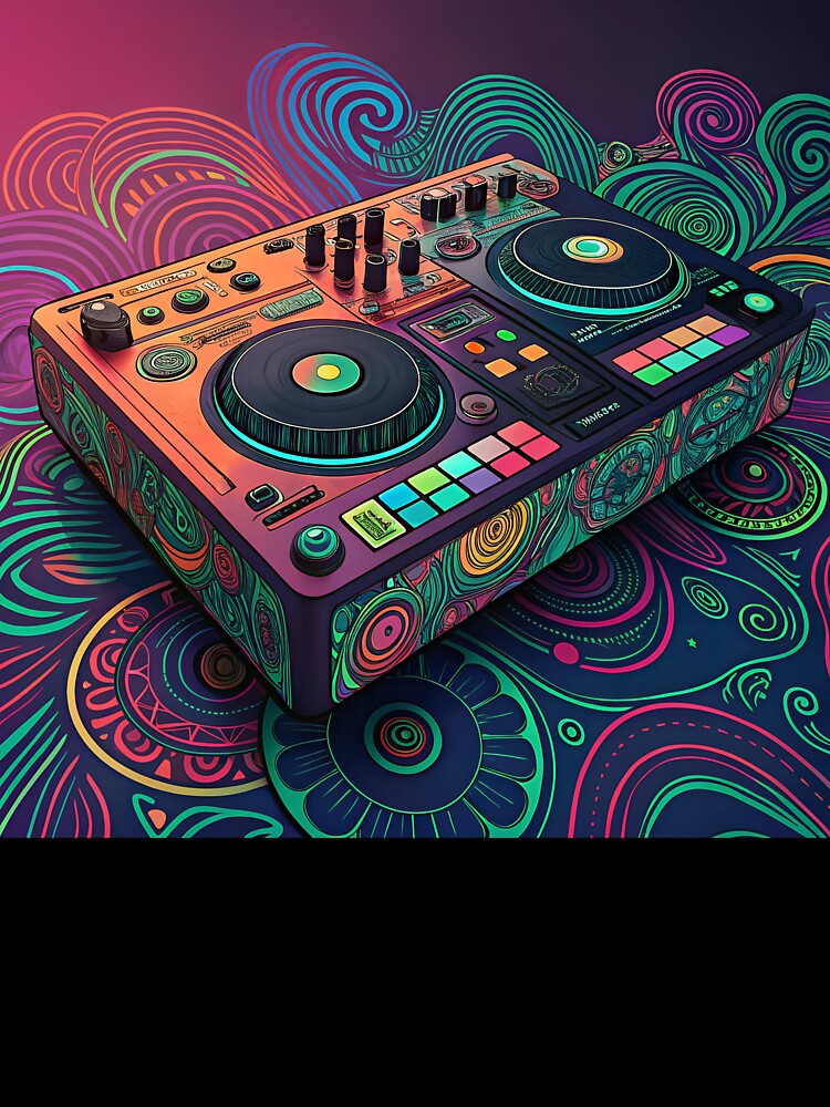 DJ mixer art in neon colors by AhArtMe T-Shirts, Hoodie, Sweatshirt | BlankRebels.com (Image 3)