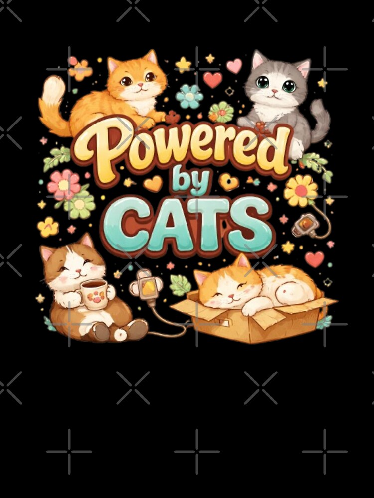 Powered by Cats – Cute Aesthetic Cat Lover Design by Sanika arts T-Shirts, Hoodie, Sweatshirt | BlankRebels.com (Image 3)