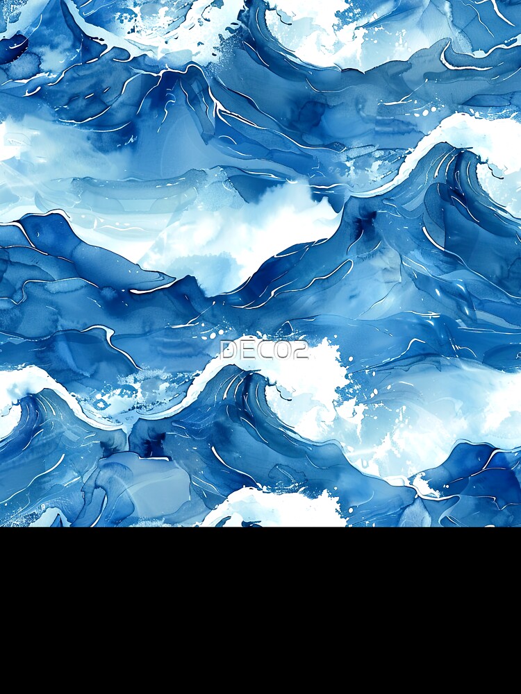 Big, Bold Blue Japanese-Style Crashing Waves Abstract by DEC02 T-Shirts, Hoodie, Sweatshirt | BlankRebels.com (Image 3)