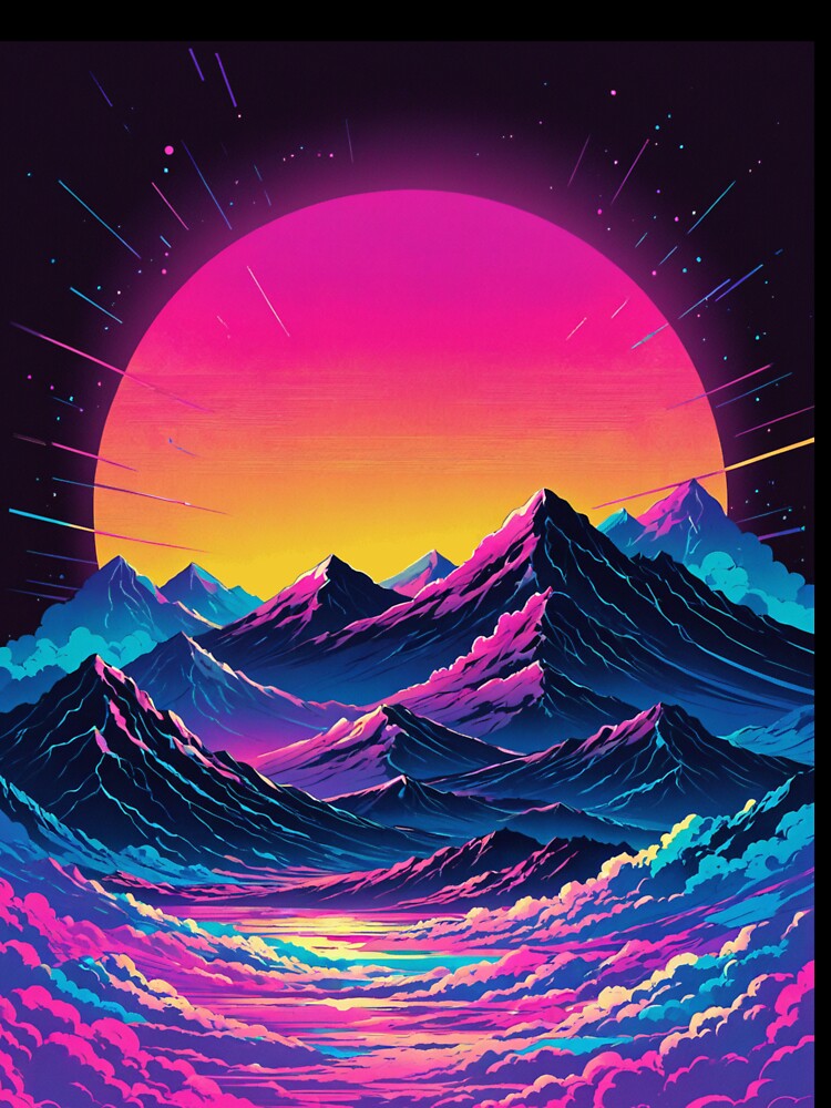 Vaporwave Sunset Mountains by GrayWolf123 T-Shirts, Hoodie, Sweatshirt | BlankRebels.com (Image 3)