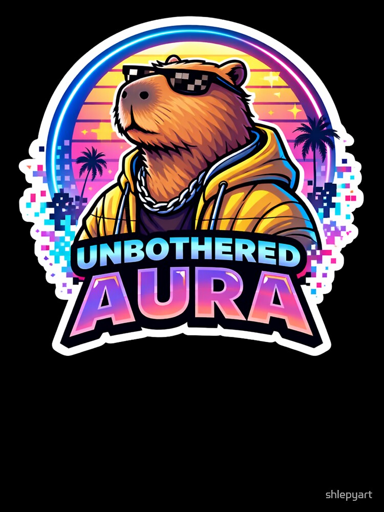 Unbothered Aura Capybara Sticker – Chill Cute Aesthetic Quote Decal by shlepyart T-Shirts, Hoodie, Sweatshirt (Image 3)