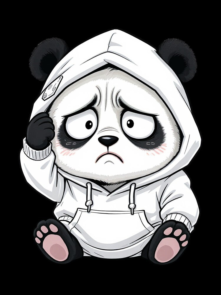 Overthinking Panda in Hoodie | Funny Chibi Panda Stress Mood by ColorSplash123 T-Shirts, Sweatshirt (Image 3)