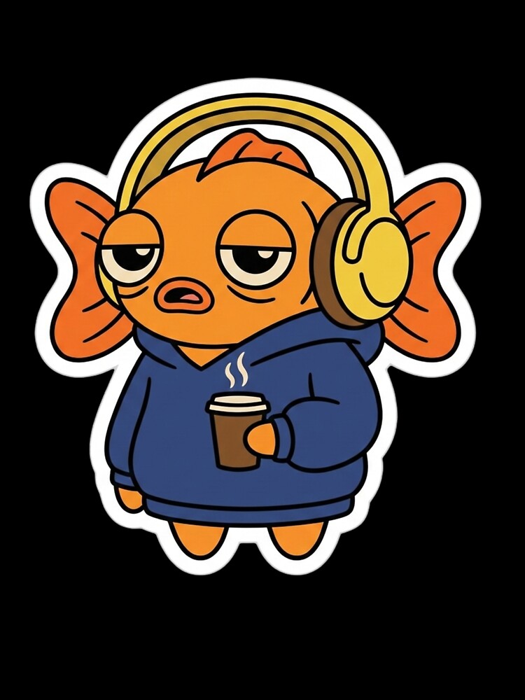 Sleepy Goldfish with Coffee – Funny Tired Hoodie Cartoon by ColorSplash123 T-Shirts, Sweatshirt | BlankRebels.com (Image 3)