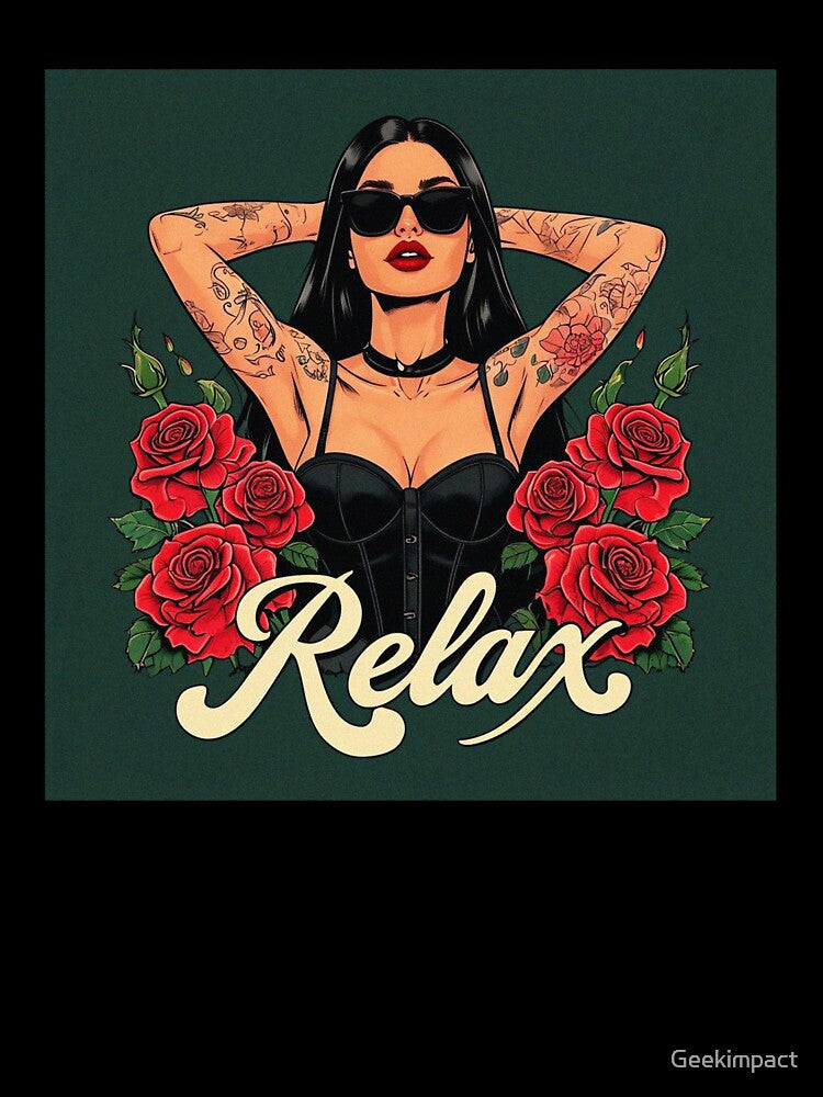 Relax Gothic rose tattoo girl design by Vintage Designs + T-Shirts, Hoodie, Sweatshirt | BlankRebels.com (Image 3)