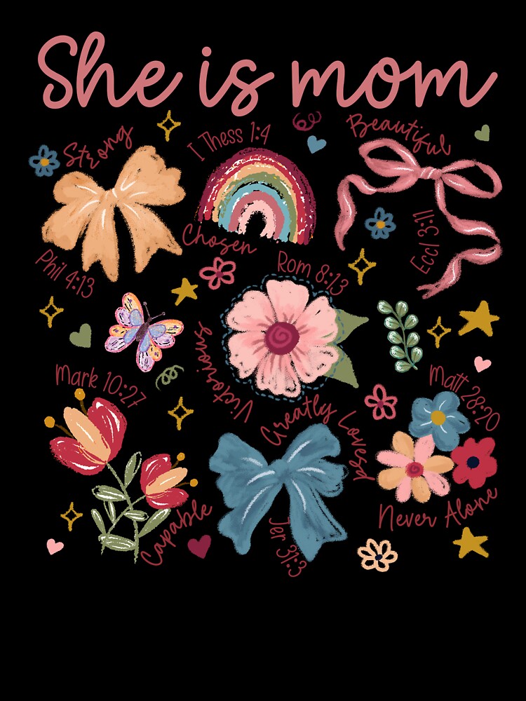 Boho Floral She is Mom Mothers Day Wildflower Coquette by MOHITSALVI T-Shirts, Hoodie, Sweatshirt | BlankRebels.com (Image 3)
