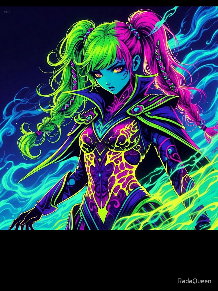 Cyber Ninja: Neon Flame & Braids by RadaQueen T-Shirts, Hoodie, Sweatshirt | BlankRebels.com (Image 3)
