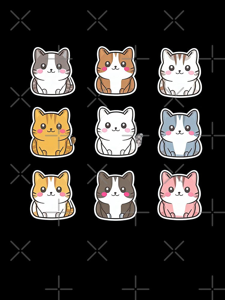 cute funny cat pattern funny cat colorful stickers ,aesthetic cat art,funny cat,Cat Lover,cute cat,cat pattern by Expressions-Sel