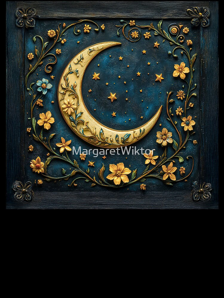 Gothic Dark Academia Crescent Moon, Wildflowers and Stars by MargaretWiktor T-Shirts, Hoodie, Sweatshirt (Image 3)