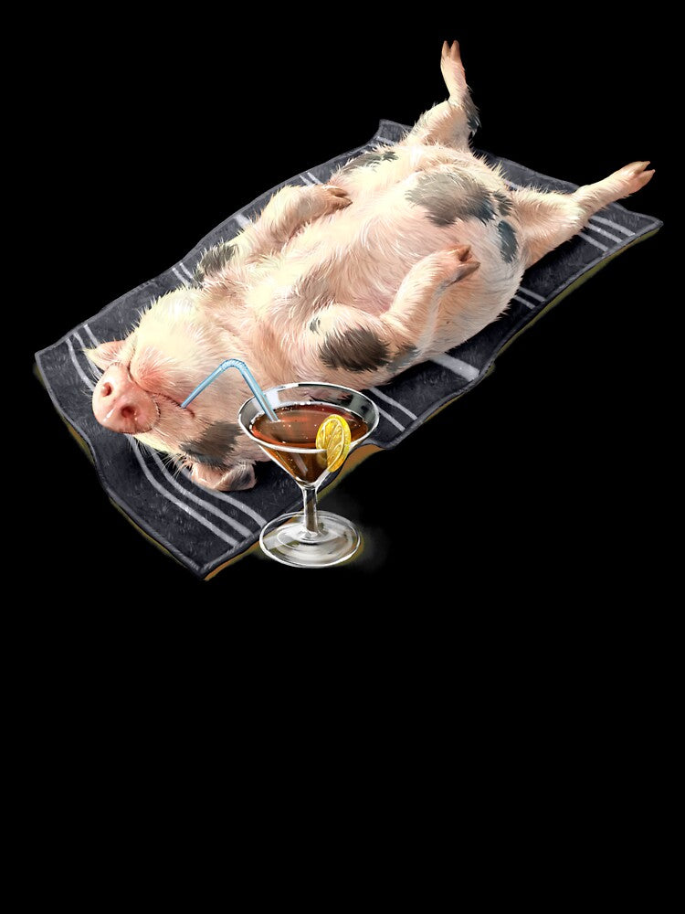 Lazy Pig - black towel by MerchActually