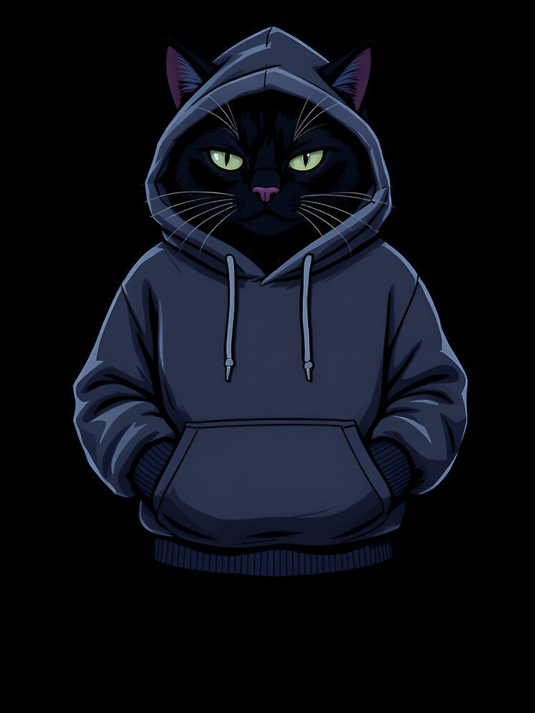 Cool Black Cat in Winter Hoodie – Streetwear Cat Vector Art by ColorSplash123 T-Shirts, Sweatshirt (Image 3)