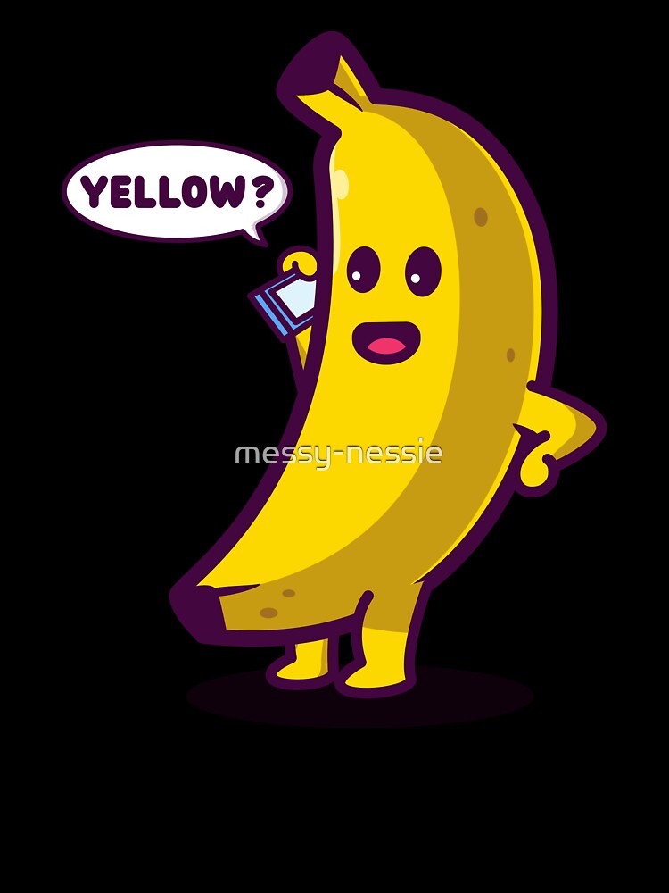 Funny yellow banana answering phone with "Yellow?" pun punny by messy-nessie