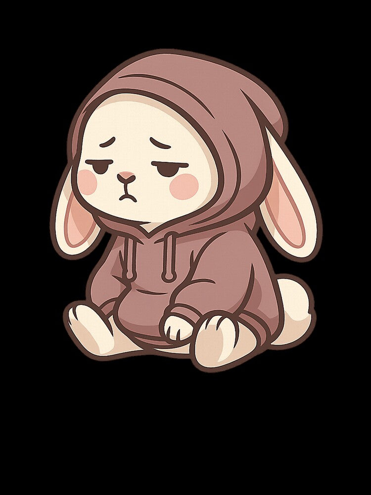 Tired Bunny in Hoodie – Kawaii Introvert Sticker by Tripconic T-Shirts, Sweatshirt | BlankRebels.com (Image 3)