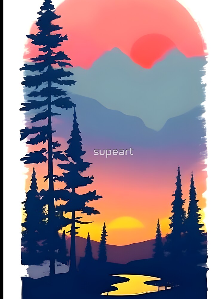 Enhance Your Space with Our Beautiful Collection of Minimalist Landscape Sunrise View and Trees Prints by... (Image 3)