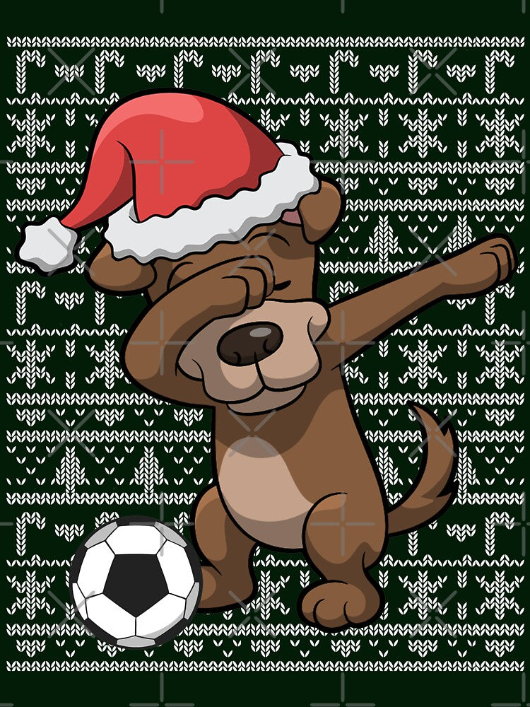 Soccer Dabbing Dog Ugly Christmas Sweater by frittata