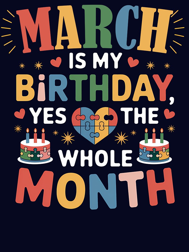 March Birthday Puzzle Heart Birthday Month Design by KristenosNehk T-Shirts, Hoodie, Sweatshirt | BlankRebels.com (Image 3)