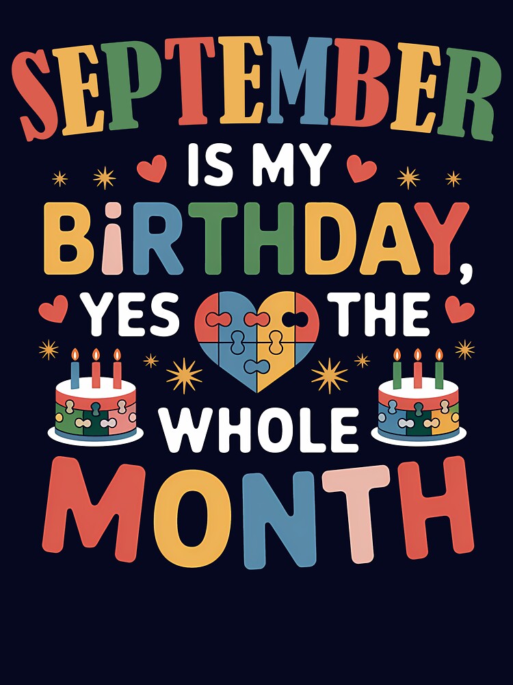 September Birthday Puzzle Heart Birthday Month Design by KristenosNehk T-Shirts, Hoodie, Sweatshirt (Image 3)