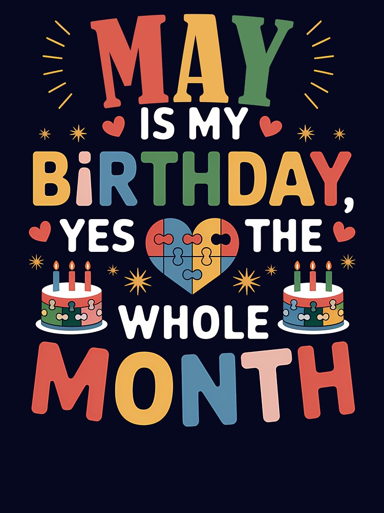 May Birthday Puzzle Heart Birthday Month Design by KristenosNehk T-Shirts, Hoodie, Sweatshirt | BlankRebels.com (Image 3)