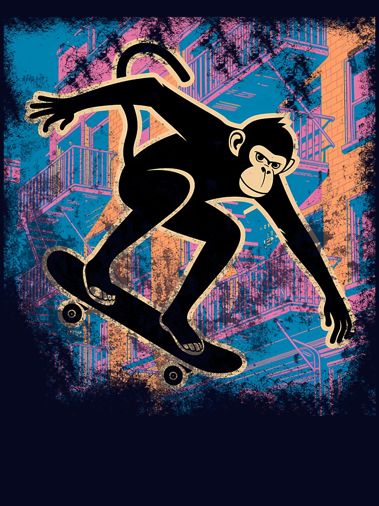Street Art Ape Funky Monkey Illustration by ElizabethNoer T-Shirts, Hoodie, Sweatshirt | BlankRebels.com (Image 3)