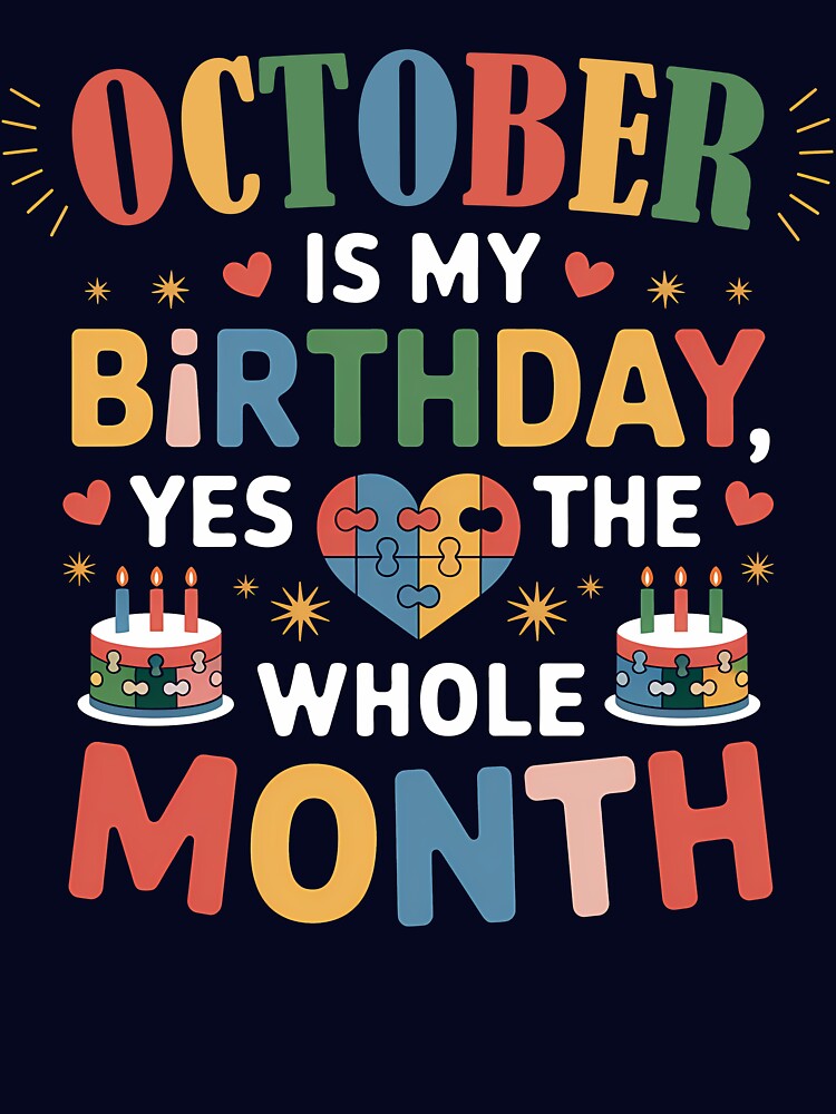 October Birthday Puzzle Heart Birthday Month Design by KristenosNehk T-Shirts, Hoodie, Sweatshirt | BlankRebels.com (Image 3)
