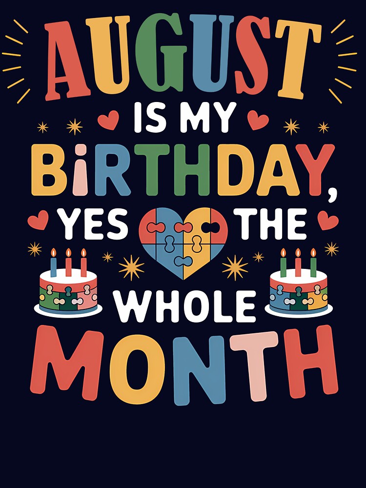 August Birthday Puzzle Heart Birthday Month Design by KristenosNehk T-Shirts, Hoodie, Sweatshirt | BlankRebels.com (Image 3)