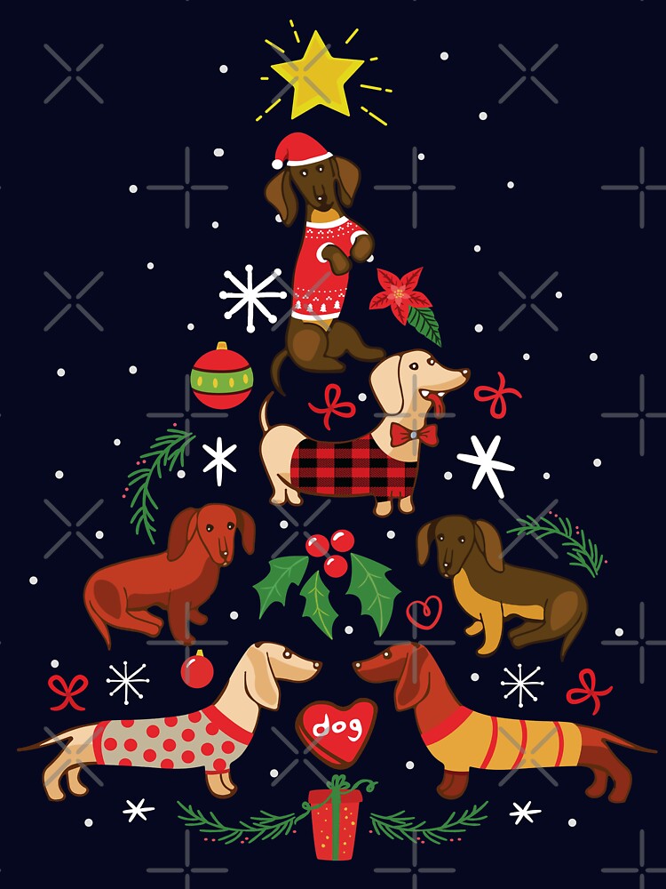 Funny Dachshund Christmas Tree Shirt Ornament Decor Gift by rafaeltto Hoodie, Sweatshirt | BlankRebels.com (Image 3)