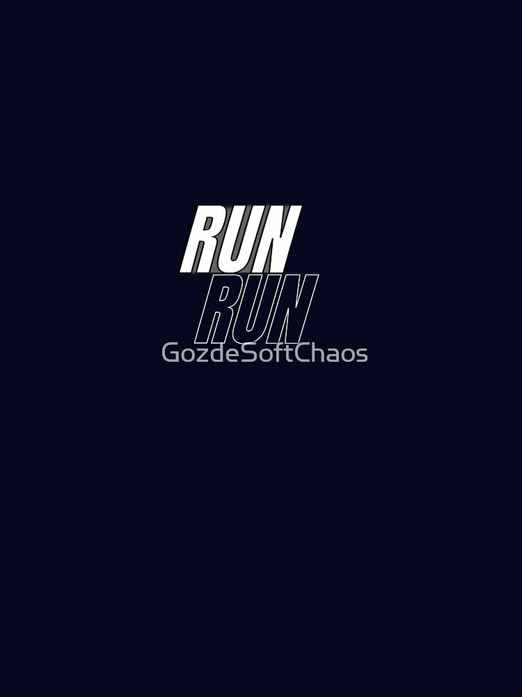 RUN RUN Minimal Typography T-Shirt by GozdeSoftChaos Hoodie, Sweatshirt | BlankRebels.com (Image 3)