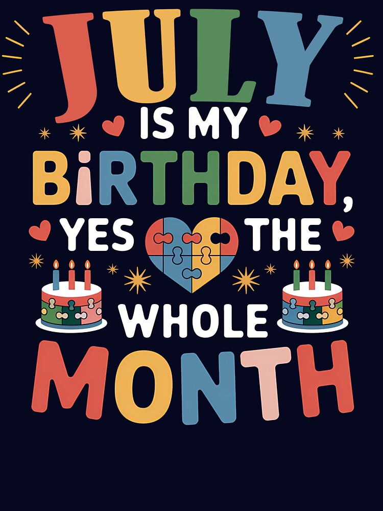 July Birthday Puzzle Heart Birthday Month Design by KristenosNehk T-Shirts, Hoodie, Sweatshirt | BlankRebels.com (Image 3)