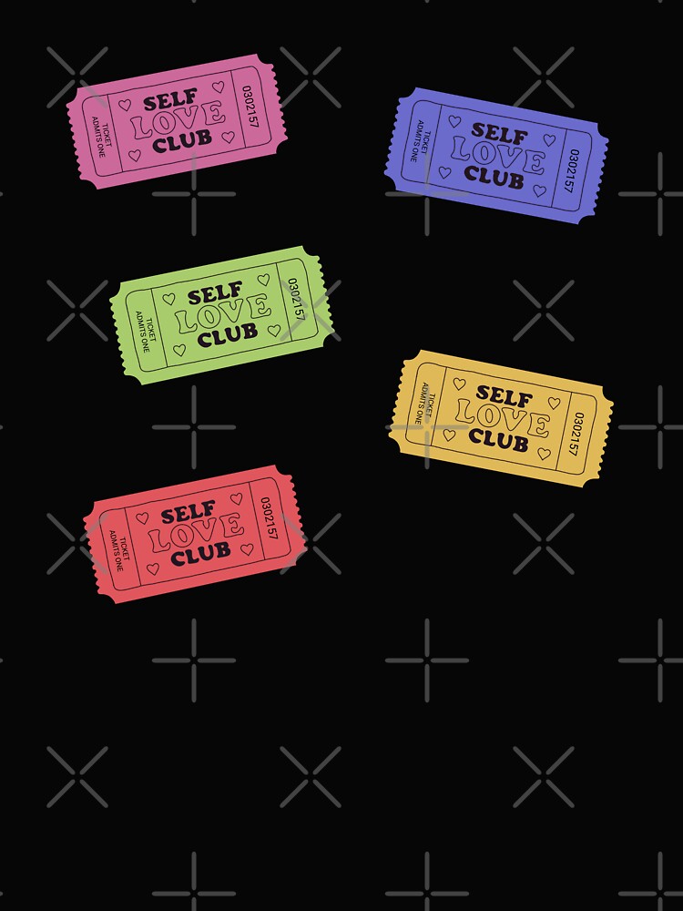 Pack of Colorful Self Love Club Tickets | Minimalistic Tattoo Design Style, Line Art Illustration by... (Image 2)