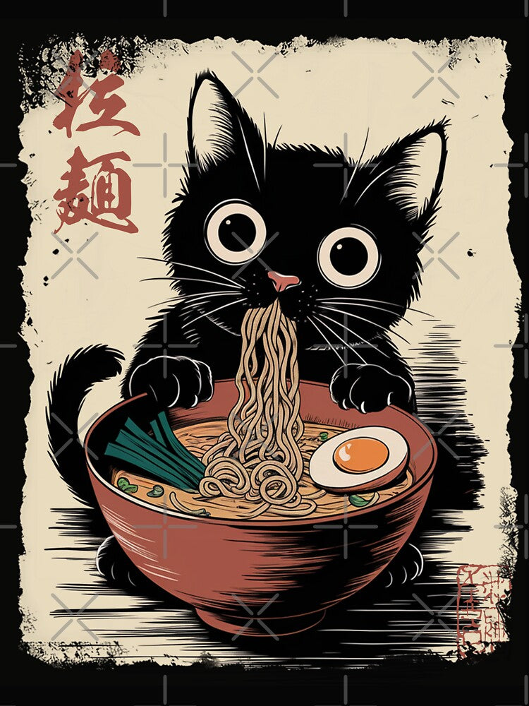 Ramen Cat - Black Cat Eating Ramen - Japanese Noodles - Cute Anime Style Art by Damcoc T-Shirts, Hoodie, Sweatshirt (Image 2)