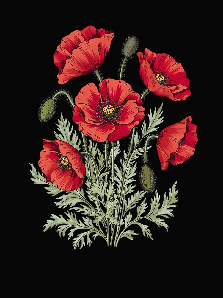 Poppy Botanical Poppies Floral by VerseFarm T-Shirts, Hoodie, Sweatshirt | BlankRebels.com (Image 2)