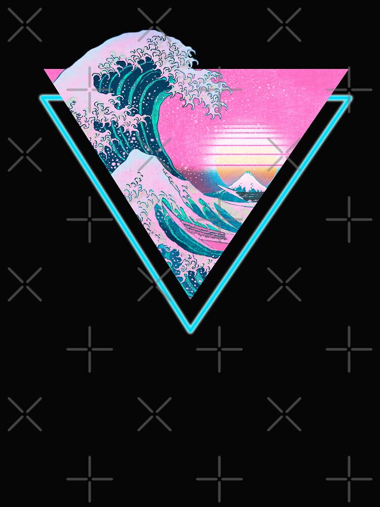 Vaporwave Aesthetic Great Wave Retro Triangle by CoitoCG T-Shirts, Hoodie, Sweatshirt | BlankRebels.com (Image 2)