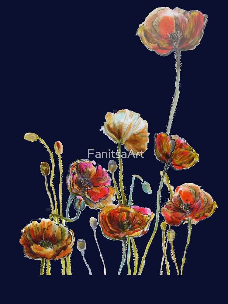 Poppy Flower illustration - 3 by FanitsaArt T-Shirts, Hoodie, Sweatshirt | BlankRebels.com (Image 3)