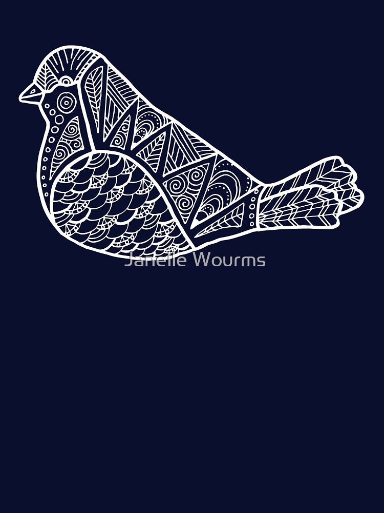 Color Me Bird : White on Black by Janelle Wourms T-Shirts, Hoodie, Sweatshirt | BlankRebels.com (Image 3)