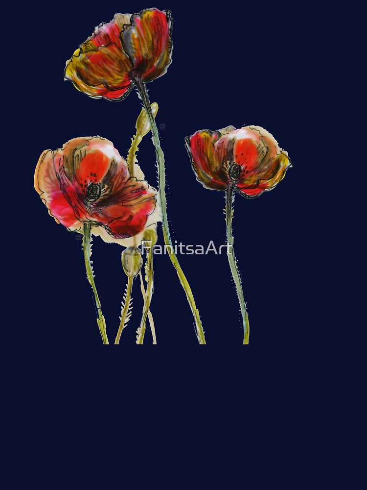 Poppy Flower illustration - 2 by FanitsaArt T-Shirts, Hoodie, Sweatshirt | BlankRebels.com (Image 3)