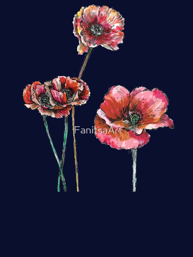 Poppy Flower illustration - 1 by FanitsaArt T-Shirts, Hoodie, Sweatshirt | BlankRebels.com (Image 3)