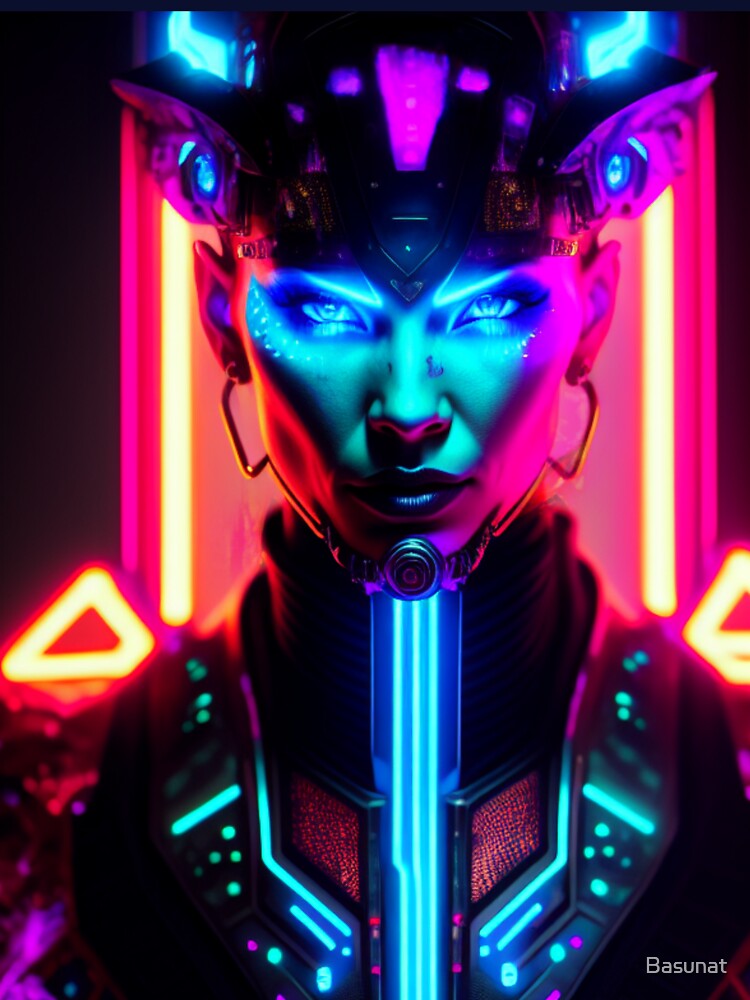 Neon Cyberpunk Hacker Girl by Basunat