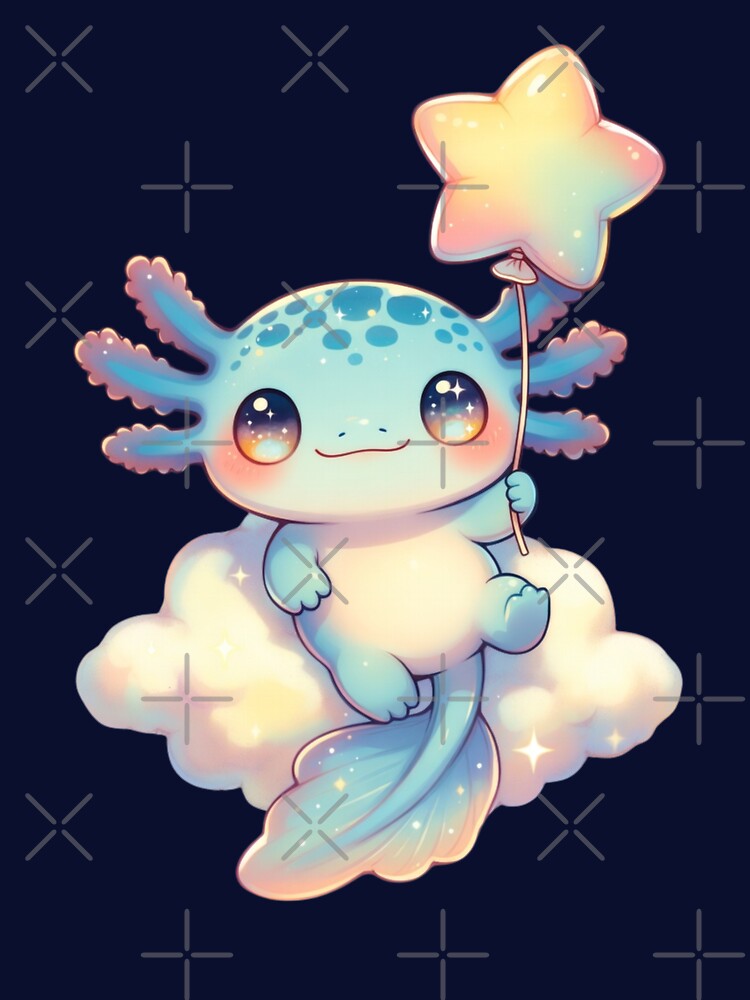 Kawaii Baby Axolotl Cloud Magic Star Balloon Cute Animal by GrumpySableye T-Shirts, Hoodie, Sweatshirt (Image 3)