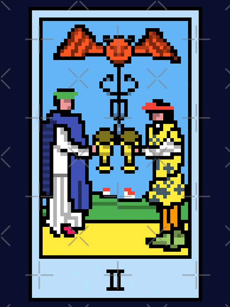 Wait Is This Pixel Art Tarot? Green Minor Arcana 'Two Cups' ( Stickers Other Accessories) T-Shirts, Hoodie, Sweatshirt