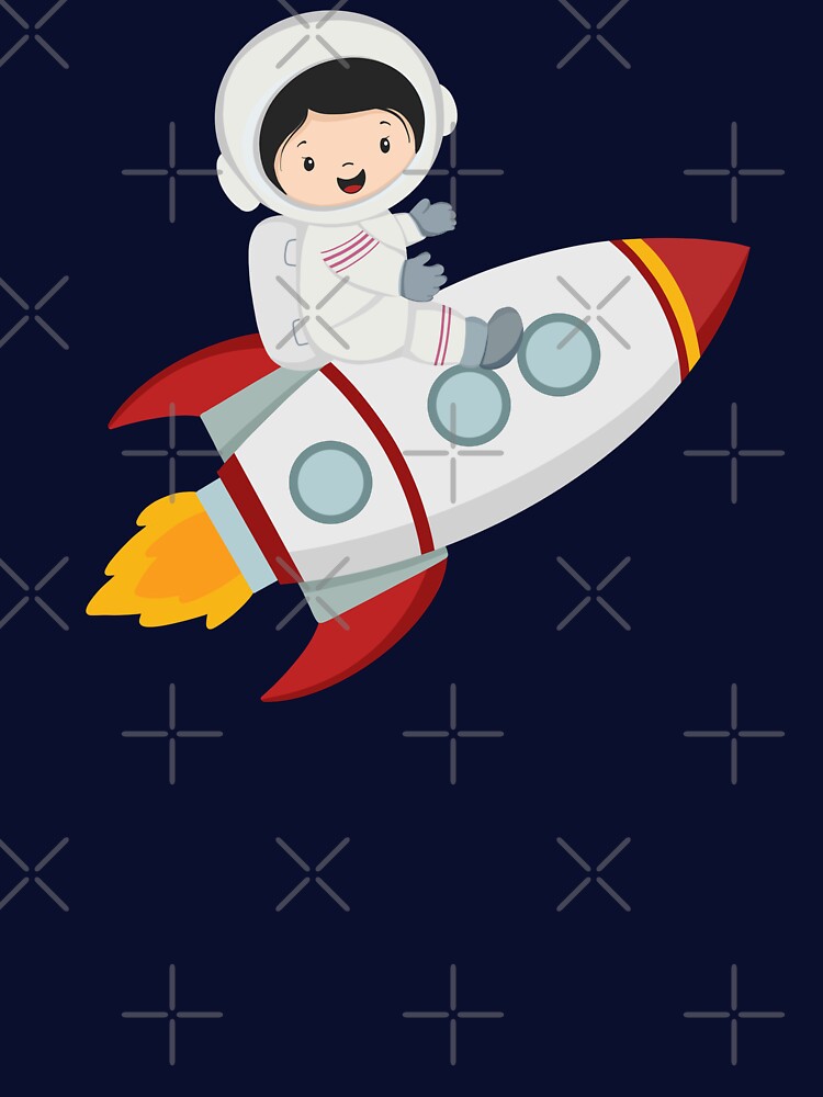 Cute Girl Astronaut on Space Rocket by NancyDzines T-Shirts, Hoodie, Sweatshirt | BlankRebels.com (Image 3)