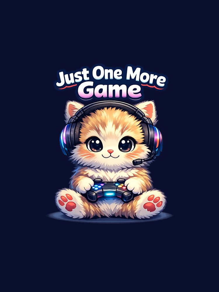 Just One More Game – Cute Cat Gamer Shirt | Adorable Kitten Gaming T-Shirt for Gamers by Cozy Cat Collective... (Image 3)