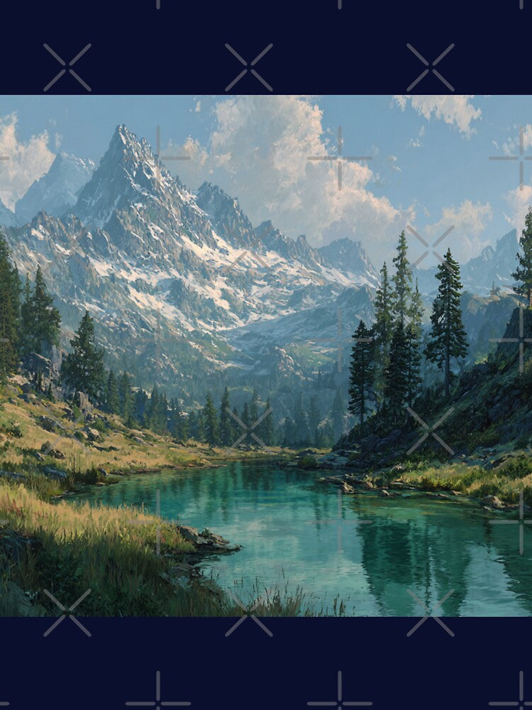 Dragon Mountain Snow Peaks Forest Art by GrinGalore