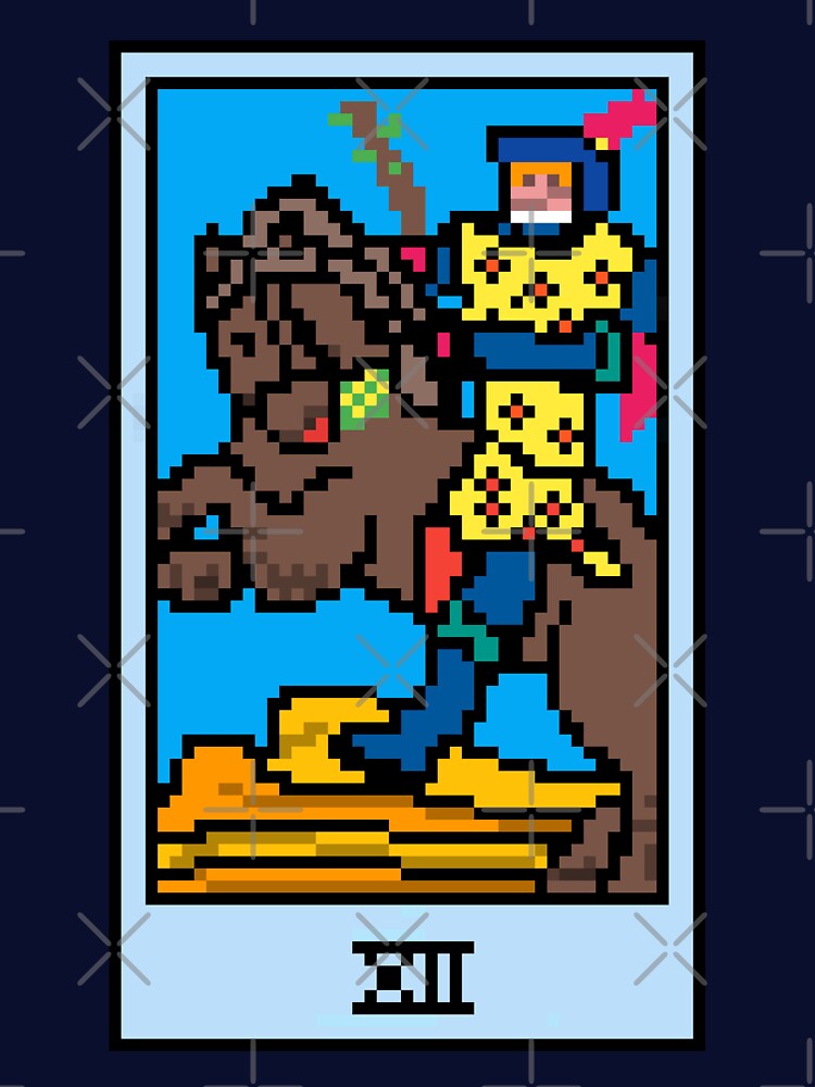 Wait, is this pixel art tarot? Green - Minor Arcana 'Knight of Wands' (Design for T-shirt, stickers and other... (Image 3)