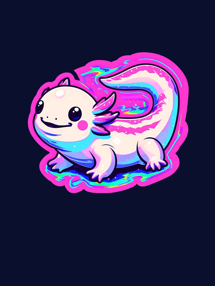 Neon and bright Axolotl art running by Mr Pyuku T-Shirts, Hoodie, Sweatshirt | BlankRebels.com (Image 3)
