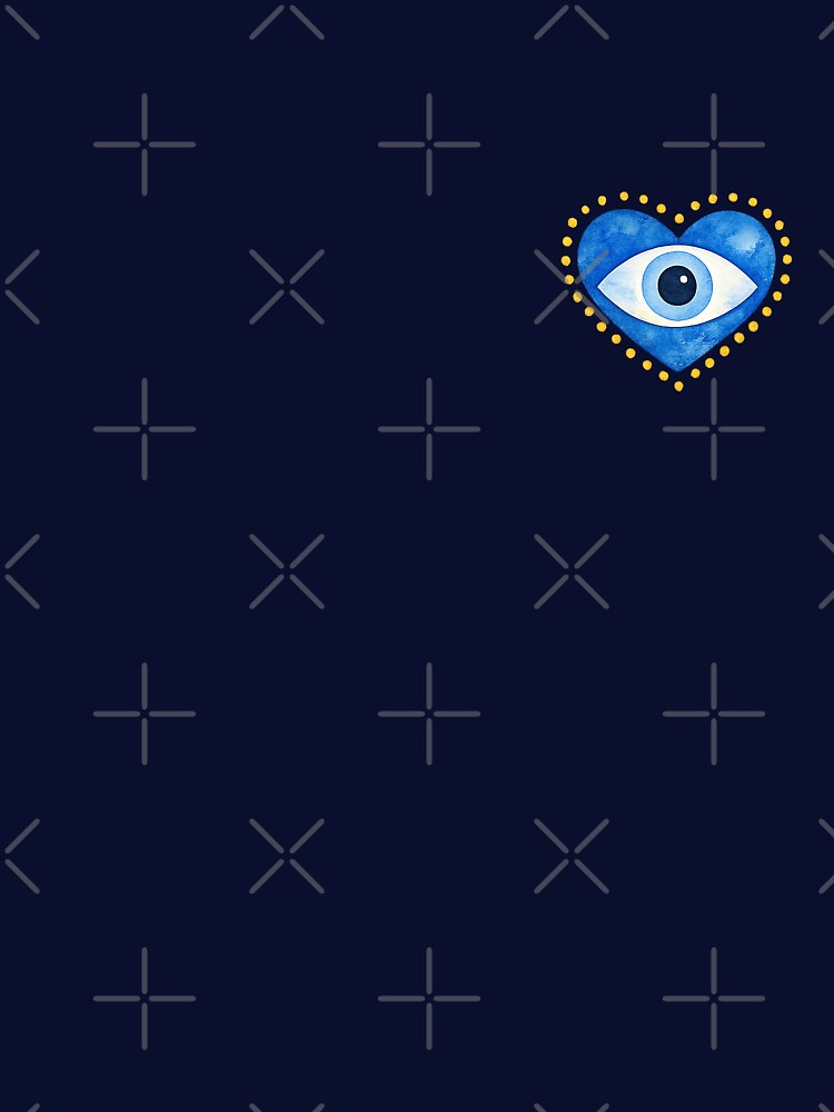Evil Eye Heart – Blue & Gold Protective Spiritual Symbol Watercolor Design by station-one T-Shirts, Hoodie,... (Image 3)