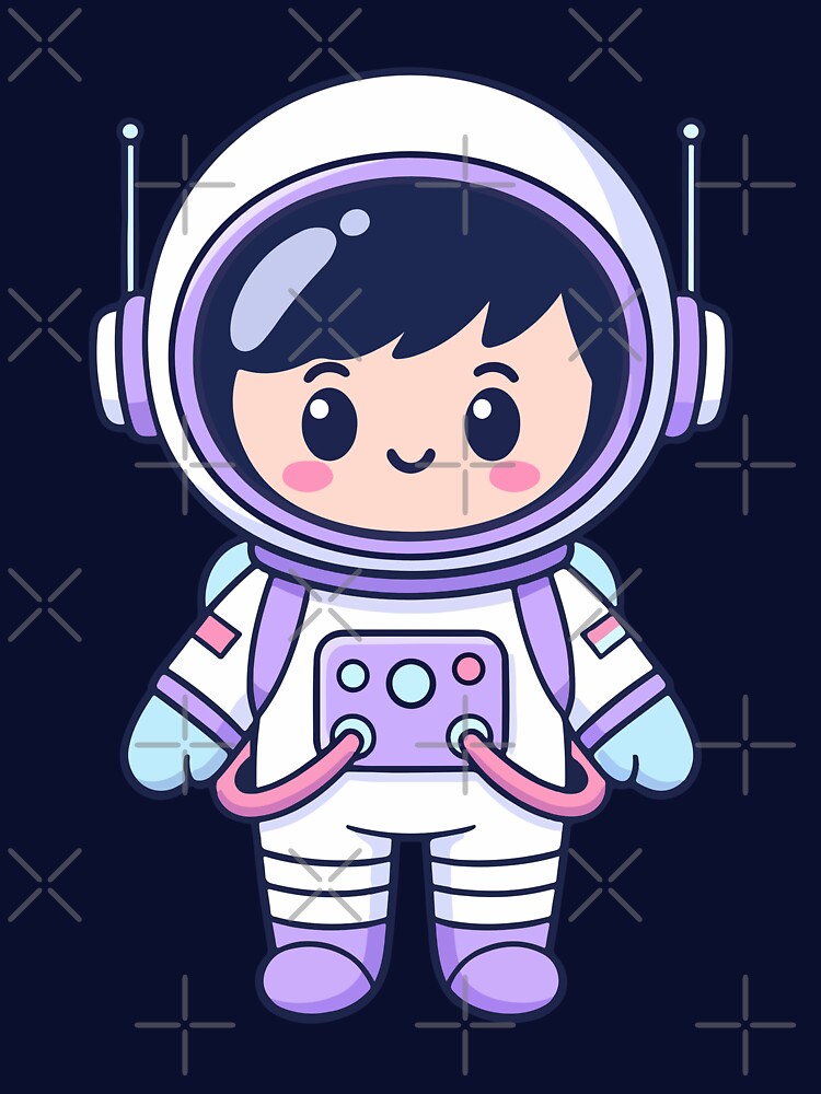 Cute Kawaii Astronaut Cartoon Sticker | Space Explorer Chibi Astronaut by stylishdzign T-Shirts, Hoodie, Sweatshirt (Image 3)