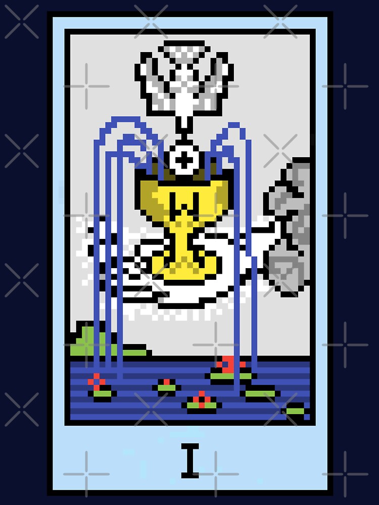 Wait, is this pixel art tarot? Blue - Minor Arcana 'Ace of Cups' (Design for T-shirt, stickers and other... (Image 3)