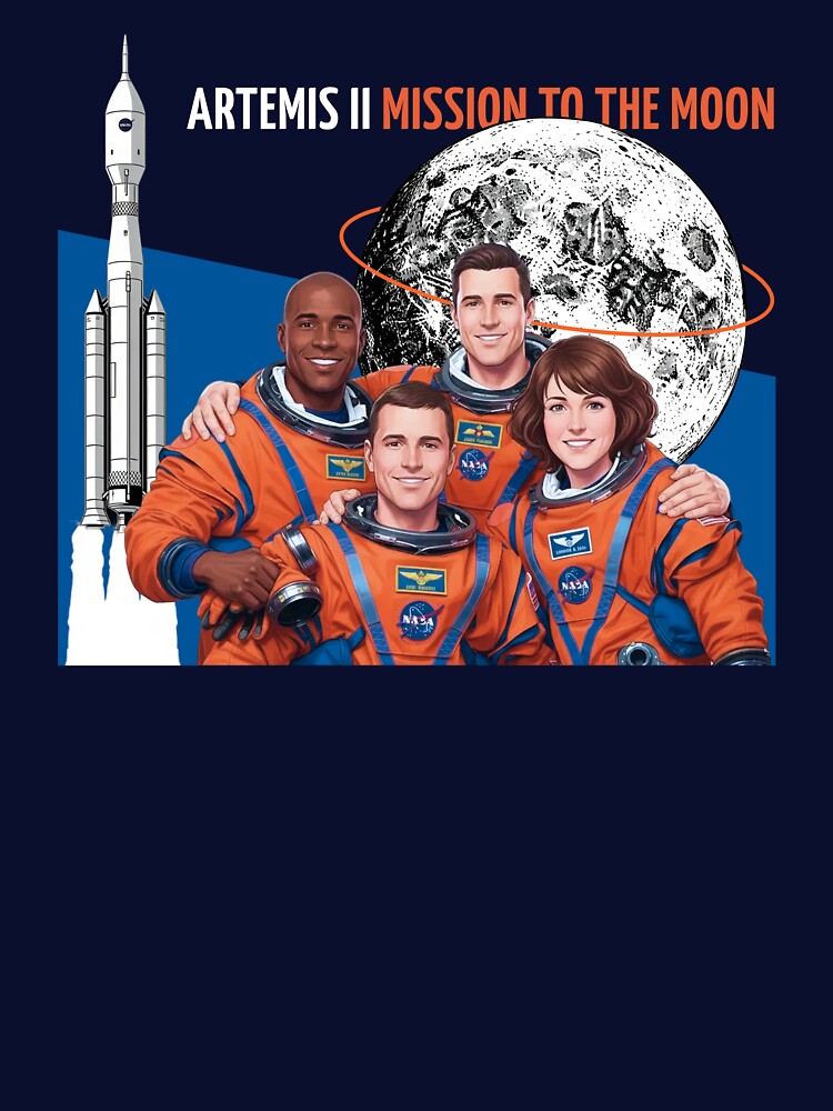 Artemis II Astronaut Crew Mission to the Moon Dark Space Art by KiwiRider T-Shirts, Hoodie, Sweatshirt (Image 3)
