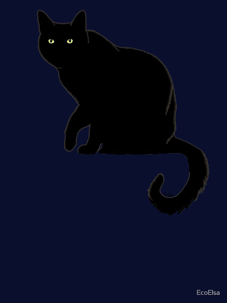 Pitch Black Cat - Sage Green Background by EcoElsa T-Shirts, Hoodie, Sweatshirt | BlankRebels.com (Image 3)