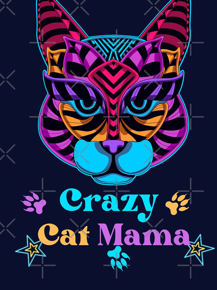Crazy Cat Mama Illustrated Digital Design by mangaworldart
