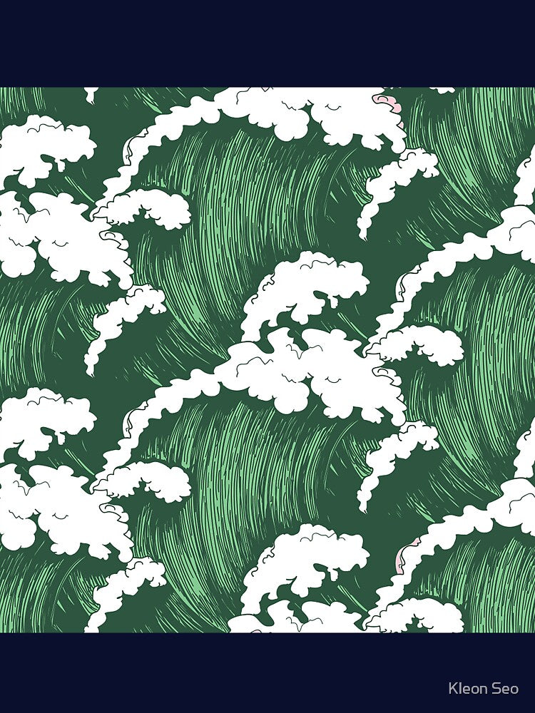 Green Ocean Waves Illustration by Kleon Seo T-Shirts, Hoodie, Sweatshirt | BlankRebels.com (Image 3)